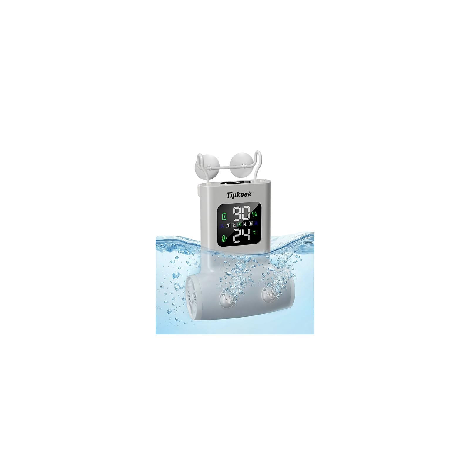 Tipkook Upgraded Bubble Jet for the Tub, 13000 mAh Rechargeable Soft Bubble Bath Machine, IPX8 Waterproof, LED Display, 5 Speeds & 3 Bubble Modes, Cordless Gentle Spa Device for Home Relaxation(Beige)
