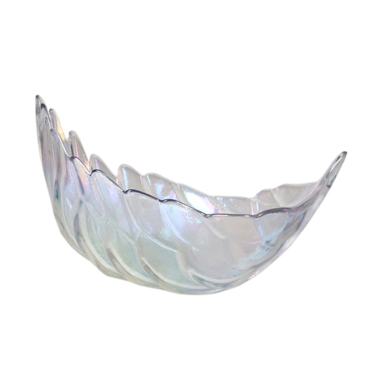 Cabilock Nordic Style Plume Shaped Glass Bowl Multi Functional Food Bowl for Fruits Desserts and Salads Elegant Decor for Dining Table Unique Color and Design