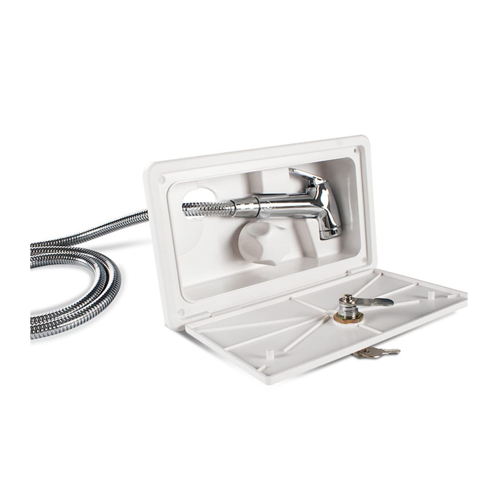 Mjfvn Bianco Rv Shower With Lock Boat Marine Camper Motorhome Caravan Accessories Box Rv External Exterior Shower Camper Accessories(Bianco)