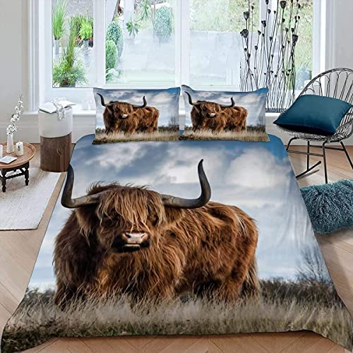 Fundas Nordicas Cama 135 Vaca MarróN Ropa de Cama para Niñas Niños con Cremallera Suave Transpirable 110gsm Microfibra Fundas Nordicas 200x200 cm + 2 Fundas de Almohada 50x75 cm