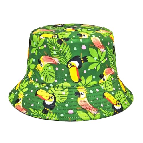 QXFHULV Printed Bucket Hat - Reversible Packable Summer Travel Beach Sun Cap for Men Women Teens