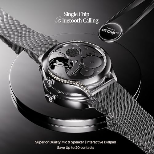 Image of Boat Enigma Gem Women's Luxury Smart Watch w / 1.19 inch (3.02cm) AMOLED Display, Emergency SOS Live Location Sharing, Female Wellness, Watch Face Studio, BT Calling, Watch for Woman (Metallic Silver)