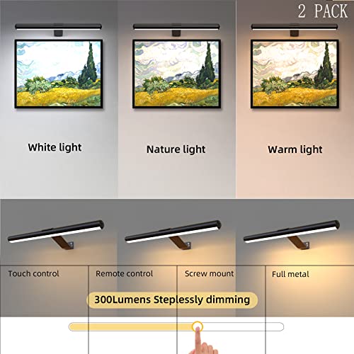 Image of 2Pack Wireless Picture Lights with Remote,Battery Operated,16.5'' Painting Lights for Art Picture Full Metal with Dimmable Timer, Magnetic Attached Display Light for Dartboard Gallery