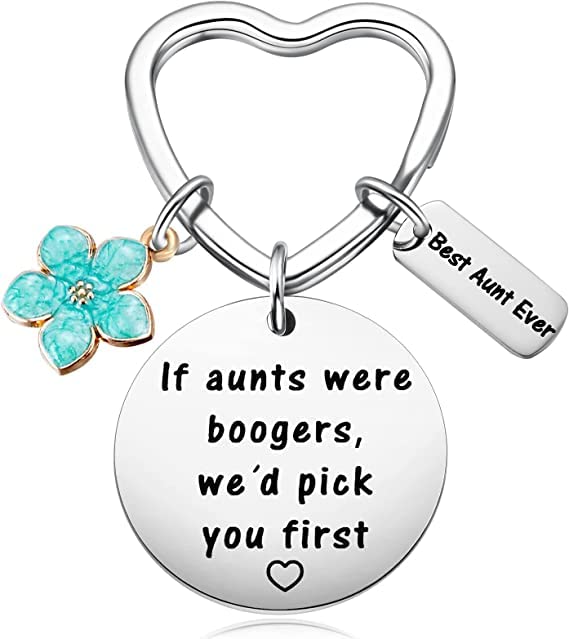 CGBOOM Keychain Auntie Birthday Present from Niece Nephew Funny Aunts were Boogers -Best Aunt Ever, If aunts were boogers,we'd pick you first,Large, Stainless