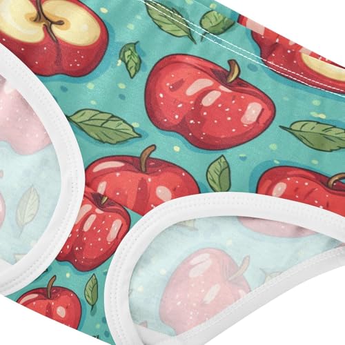 ZZKKO Cartoon Apples Leaves Girls Underwear Toddler Panties for Girls Comfort Brief Size 8Y3