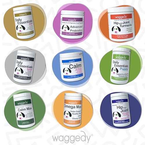 waggedy Omega Max Chews for Dogs with Salmon Oil & Flaxseed — Dog Essentials for Shiny Coats & Healthy Skin — Cat and Dog Supplements & Vitamins (60 Chews) waggedy Omega Max Chews for Dogs with Salmon Oil & Flaxseed — Dog Essentials for Shiny Coats & Healthy Skin — Cat and Dog Supplements & Vitamins (60 Chews)