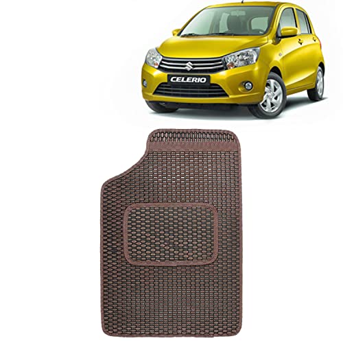 Image of Kingsway Dotted Design Car Floor Foot Mats Universal Fit for Maruti Suzuki Celerio, Model Year : 2014-2021, Water and Dustproof, Color Brown, Set of 5 Pieces