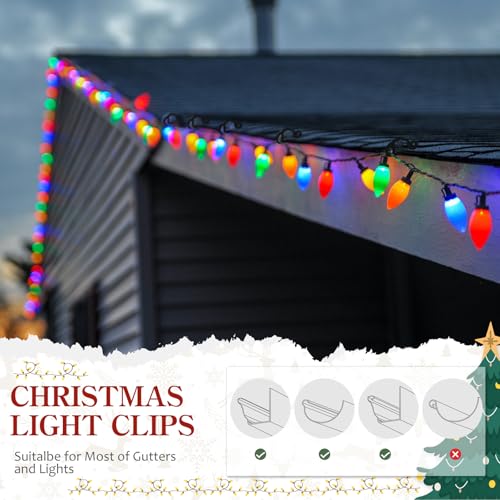 image for MEILIDY Christmas Light Clips, Plastic Gutter Clips for Hanging Outdoo