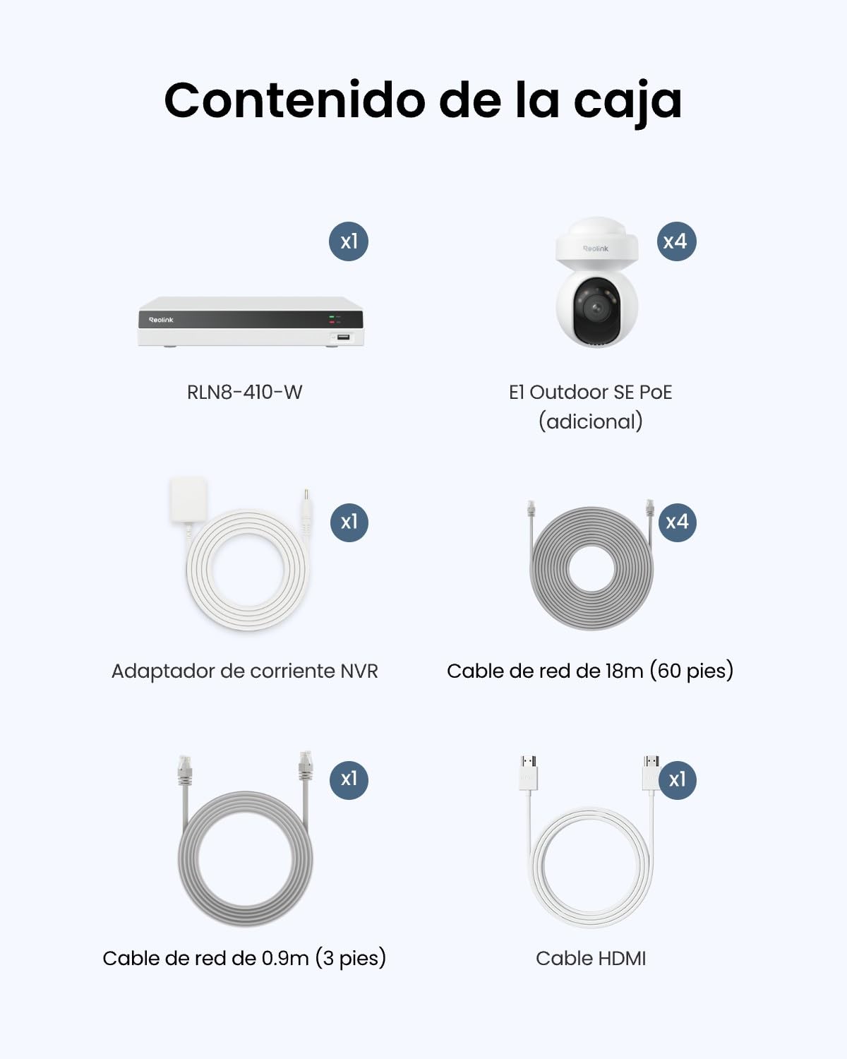 Sistema de seguridad 4K PoE, panorámica 355° e inclinación 50°, autoseguimiento, detección de persona/vehículo/animal, NVR 8CH HDD 2TB para uso interior/exterior, grabación 24/7, 4 cam 4K, RLK8-800PT4