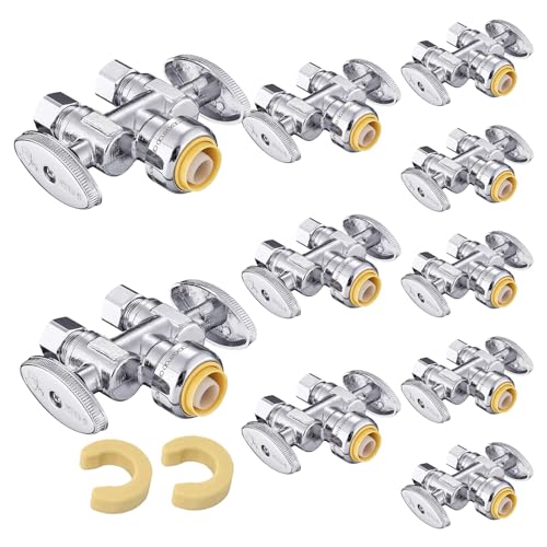 Image of 10Pcs EFIELD 1 /2 inchPush x Dual 3 /8 inchOD Straight Stop Valve(PF-VALVE039-10)