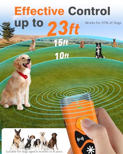Image of Dog Bark Deterrent Devices | Stop Your & Neighbor's Dog Barking | 3X Ultrasonic & 23ft Range Anti Barking Device | Dog Behavior Correction Training Indoor Outdoor