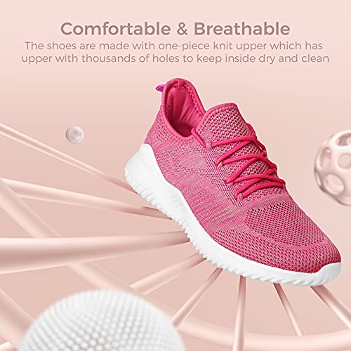 Image of Flysocks Slip On Sneakers for Women-Non Slip Gym Sports Shoes Lightweight Comfortable Walking Tennis Shoes, B- Plum Light Grey Pink, 9.5