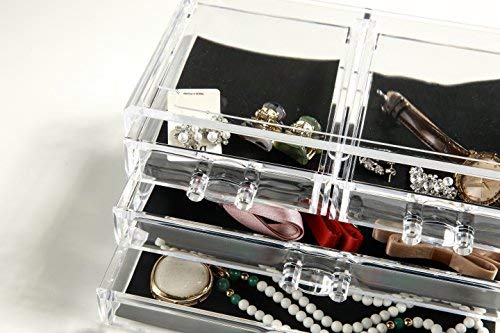 Unique Home New Design Bottom Layer Increase Fits Most Conceal Acrylic Makeup Organizer and Cosmetic Make Up Organizer Countertop Storage Box Brush Holder Clear Jewelry Organizer Bathroom Vanity Tray