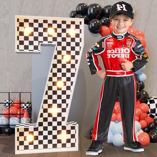 Image of Imprsv Race Car Birthday Party Decorations, 3ft Light Up Marquee Number 7