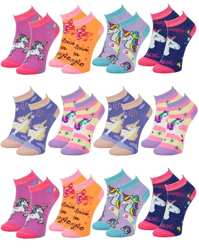 Gelante 12 Pairs Girl Children Toddler Kids Cotton Ankle Socks