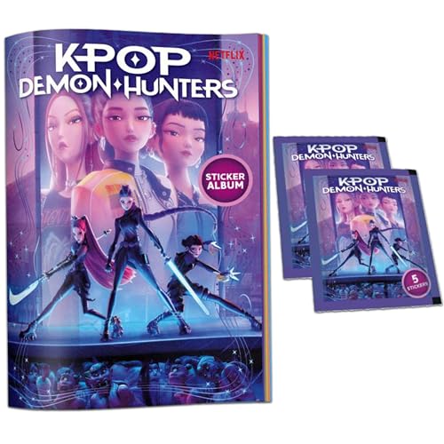 KPOP DEMON HUNTERS Álbum con 2 Fundas + Póster de Regalo, Pack Inicial, Pegatinas...