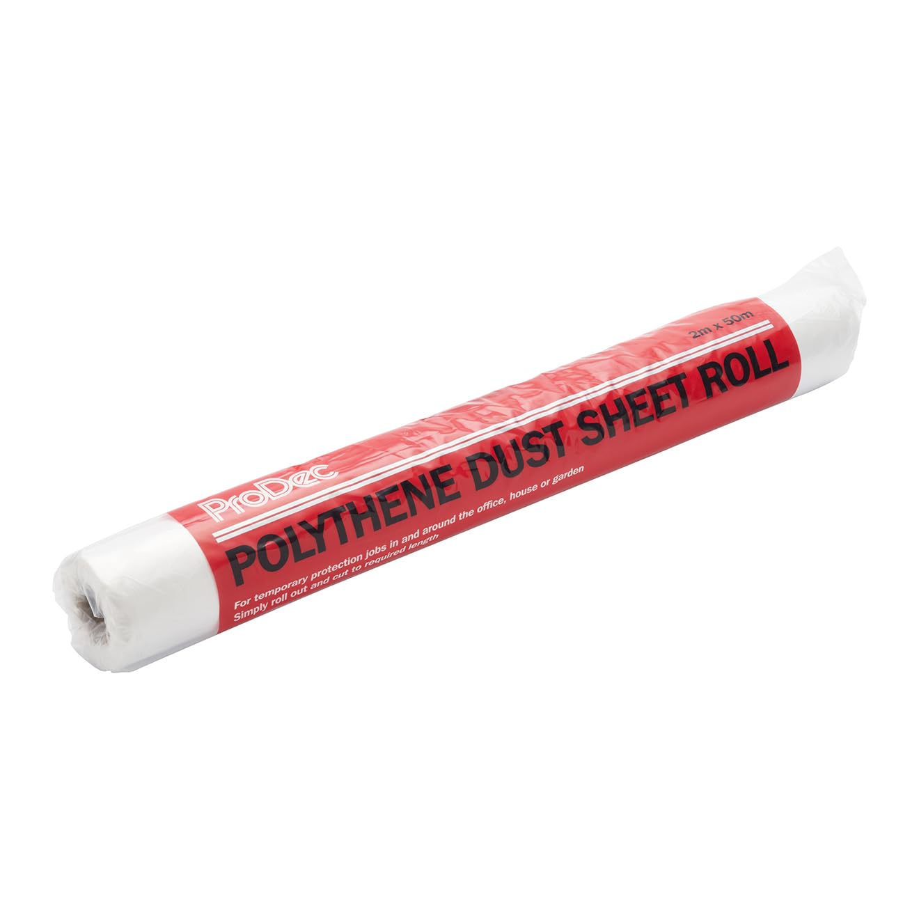 Prodec 100 Sqm (2M X 50M) Polythene Dust Sheet Roll, Dustproof And Waterproof Ideal For Covering And Protecting Floors And Furniture From Spills And Splashes When Painting And Decorating