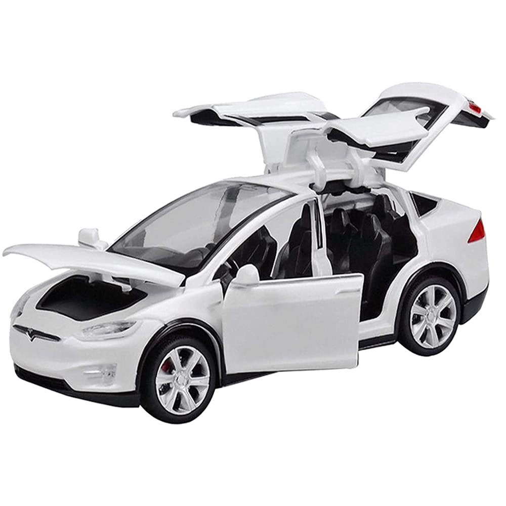 1:32 Scale Car Model X Alloy Diecast Pull Back Electronic Toys with Lights and Music, Mini Vehicles Toys for Kids Gift Car Lovers Collection (Model X - Generic White)