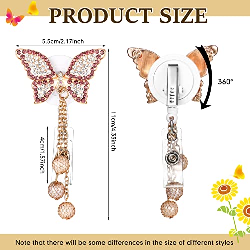Clabby 14 Pcs Rhinestone Retractable Badge Reel Nurse Id Badge Holder Crystal Butterfly Christmas Themed Badge Reels Cute Name Card Holder With Clip For Office Students Teachers Doctors Adults Gift #TOP2