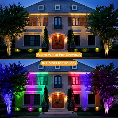 Image of Low Voltage Landscape Lights 10W RGBW Warm White LED Well Landscape Lighting Remote Control IP67 Waterproof Outdoor 12V-24V Pathway Deck Ground Lights(10Pack with Connectors)