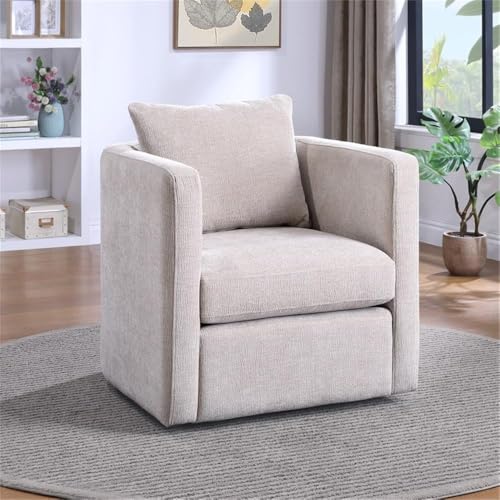 Sillón giratorio contemporáneo beige de tela miniatura 6