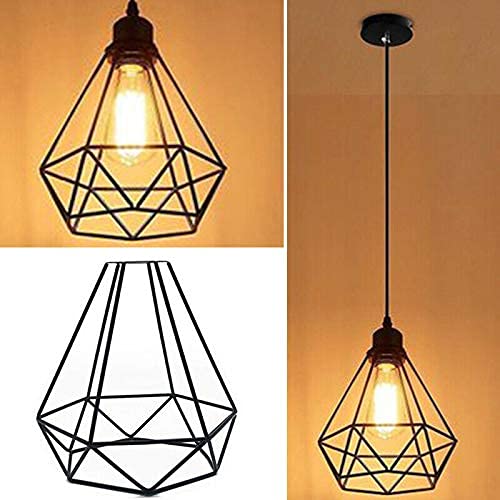 Image of GreyWings Metal Diamond Cadge Hanging Light Pendant Lamp Black, (Bulb not Included) Small Pack of 1