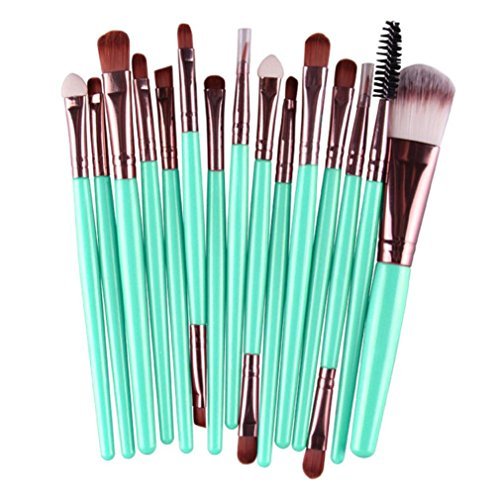 Sankuwen 15PCs Wool Makeup Brush Set Tools Toiletry Kit (L)