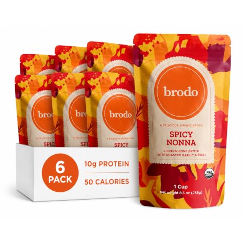 Brodo Roasted Garlic &amp; Chili Chicken Organic Bone Broth, Soup (6 X 8.3 oz)