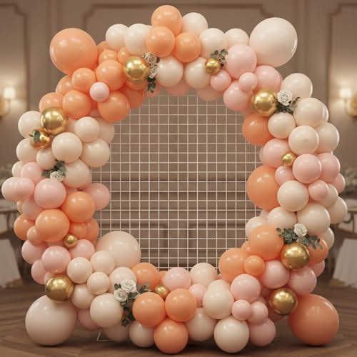 Image of RUBFAC Peach Balloons 129pcs Different Sizes Pack of 18 12 10 5 Inch, Latex Light Orange Blush Pink Balloon Garland Arch Kit for Wedding Bridal Shower Engagements Anniversary Baby Shower Birthday