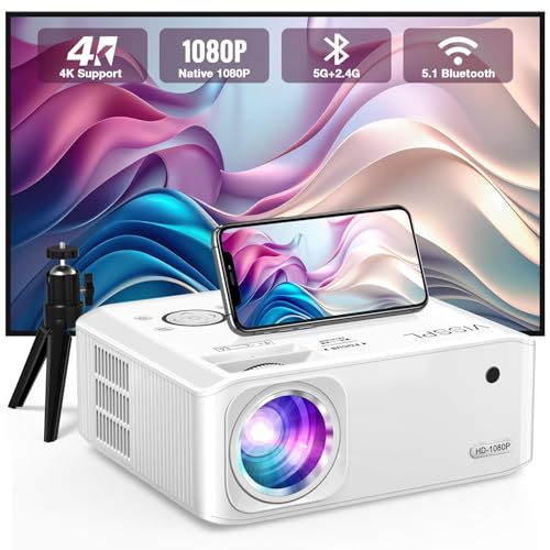 Image of 【6D /4P Correction & 15000L】4K Mini Projector with WiFi and Bluetooth, VISSPL Native 1080P and Digital Keystone Portable Outdoor Projector, Movie Home Theater Projectors for Bedroom /Ceiling