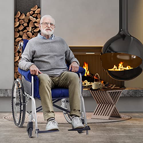 Divecode Wheelchair Cushion Soft Cotton Wheelchair Accessories Helps Prevent Pressure,Armrest And Support Coccyx& Back,Non- Slip, Blue #TOP2