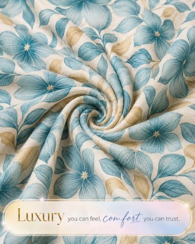 Image of VAS COLLECTIONS 240 TC Premium Cotton Single Bedsheet, Soft Breathable Comfortable Floral Printed Bed Sheet, Elegant Durable Bedding for Bedroom, Easy Care Single Bed Cover,60 x 90 Inches - Aquamarine
