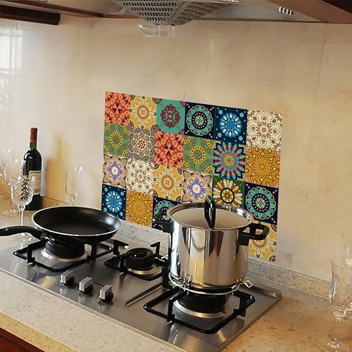 Image of WallDesign Fractal Pattern Tile Self-Adhesive Sticker - 16 x 24 inch Waterproof Easy Clean Durable Vinyl Decorative Film for Kitchen Counter, Washbasin, Table, Wall, Cupboard