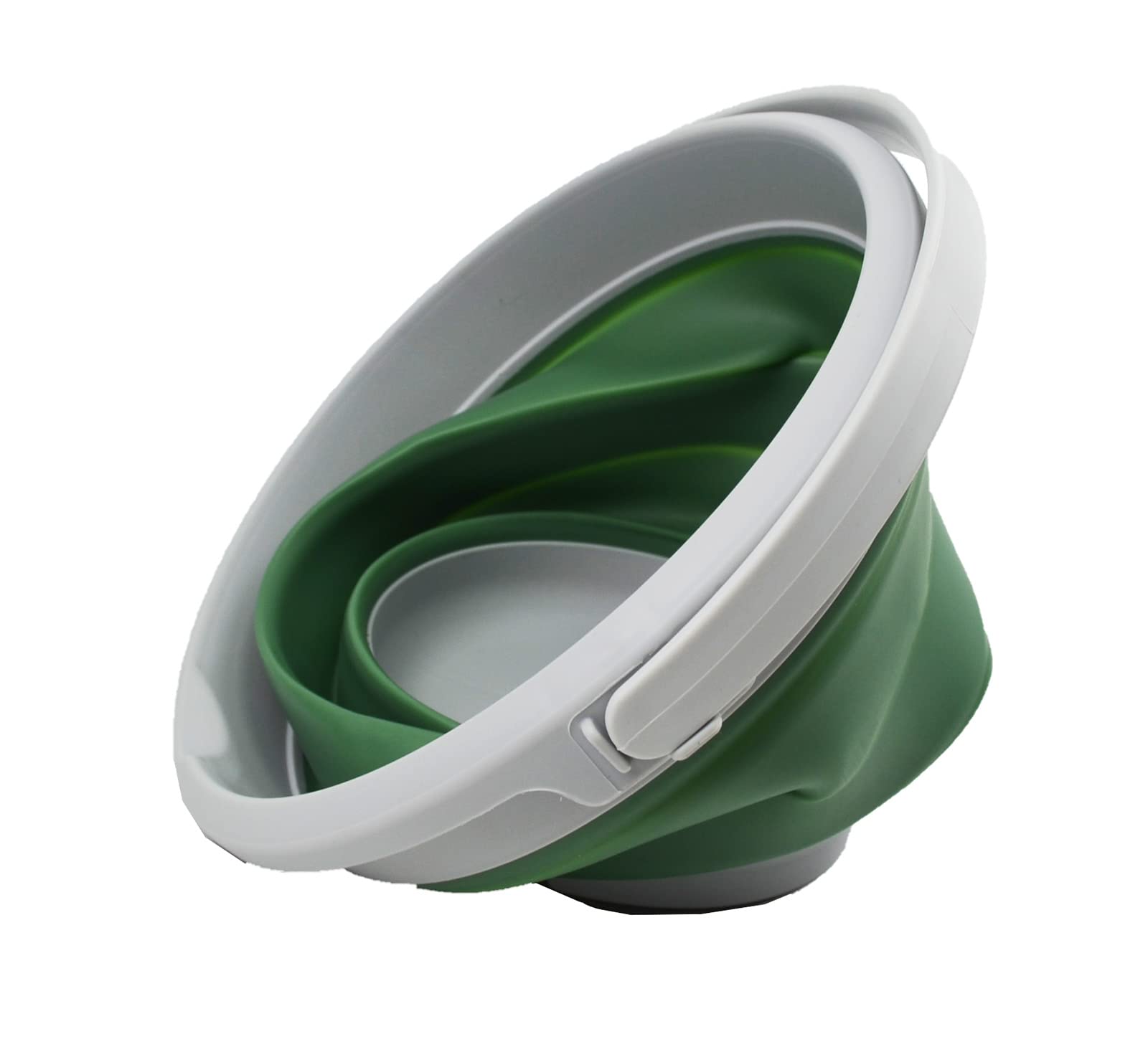 SAMMART Cubo de plástico plegable de 5.5 L con tapa, bañera redonda plegable con tapa, cubo de agua portátil para pesca, bote de agua para exteriores que ahorra espacio (gris/verde marino oscuro, 1)