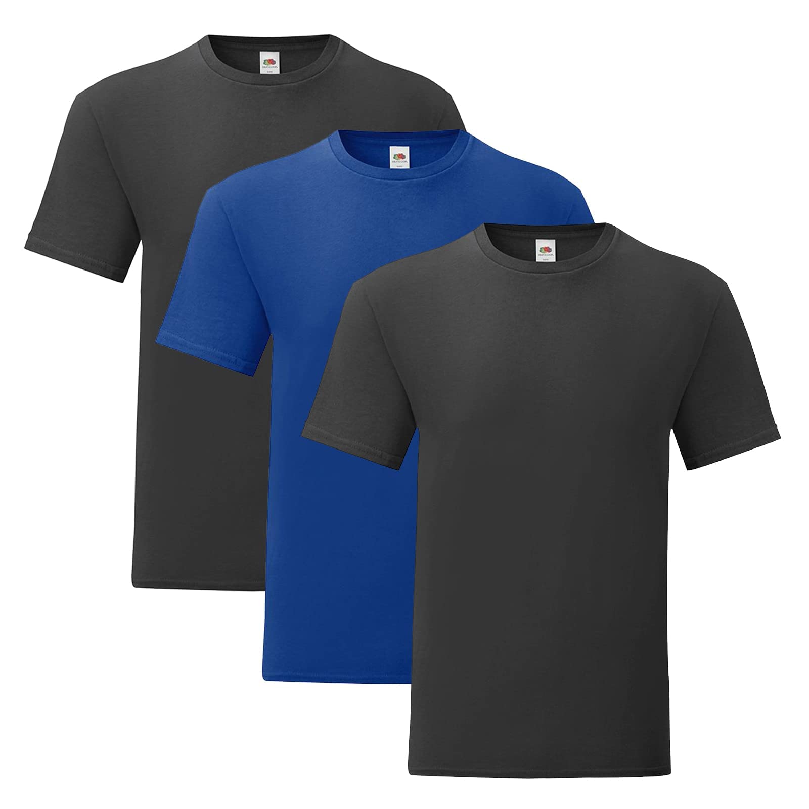 Fruit Of The LoomICONIC 150 T-SHIRT Pack of 3(Black -2 nos, Cobalt Blue -1 Nos)