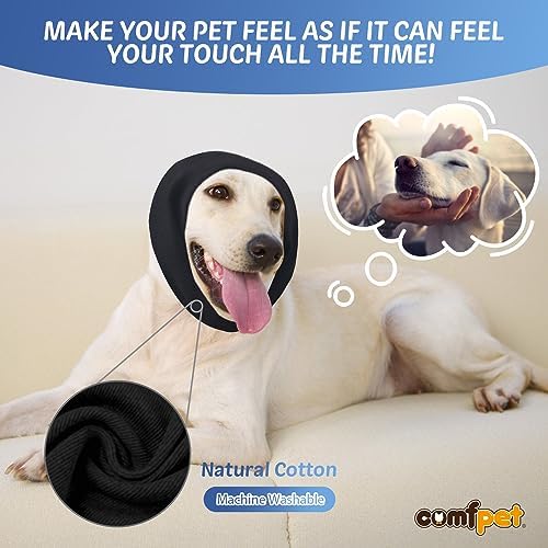 COMFPET Paraorecchie Cane Cuffie Per Cani Antirumore, Snood Per Cani Copriorecchie Invernale per Cani e Gatti, Cura Delle Orecchie, Grande, M(nero)