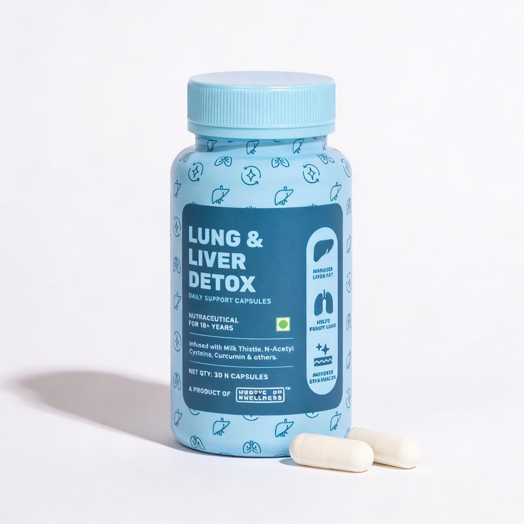 What's Up Wellness Lung & Liver Detox Supplement for Fatty Liver, Capsules with Milk Thistle, 600mg NAC Supplement & Curcumin | Supports Lung Health, 30 Capsules