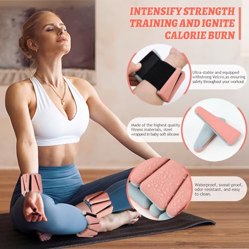 Image of BECOJADDE Ankle Weights Set of 2 (1 lb /2 lb /3 lb Each) Adjustable Wrist Weights for Women Men Wearable Arm Leg Weight for Pilates, Running, Walking, Workout, Yoga