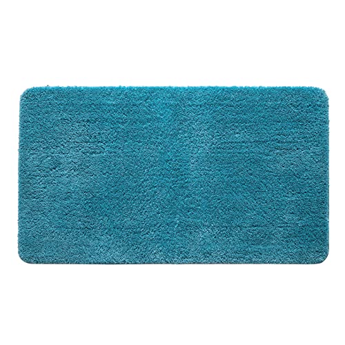 MIULEE 1 Piece Rectangular Bath Mat for Shower Non-Slip Soft Comfortable Tabis Absorbent Microfibre Toilet Bath 70 x 120 cm Water Blue
