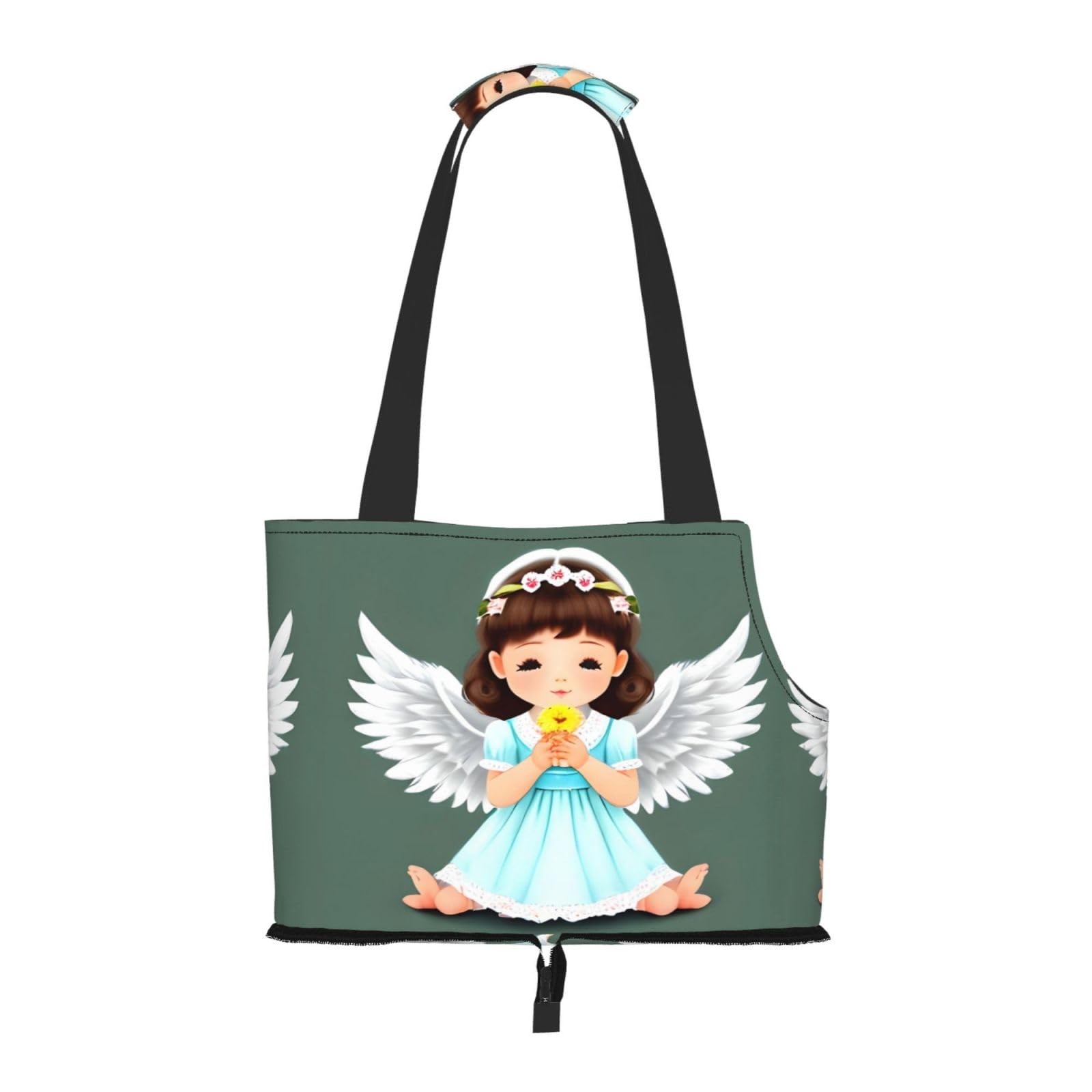 Cute Little Angel Pet Tote Bag - Waterproof and Wear-Resistant Portable Shoulder Bag for Small Dogs and Puppies
