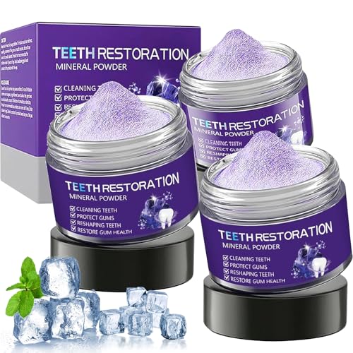 Puasok 3 Piezas Polvo Blanqueador Dental Natural, Polvo Mineral para Restauración de Dientes, Blanqueador de Dientes Eficaz para Blanquear y Fortalecer Dientes y Encías, Aliento Fresco