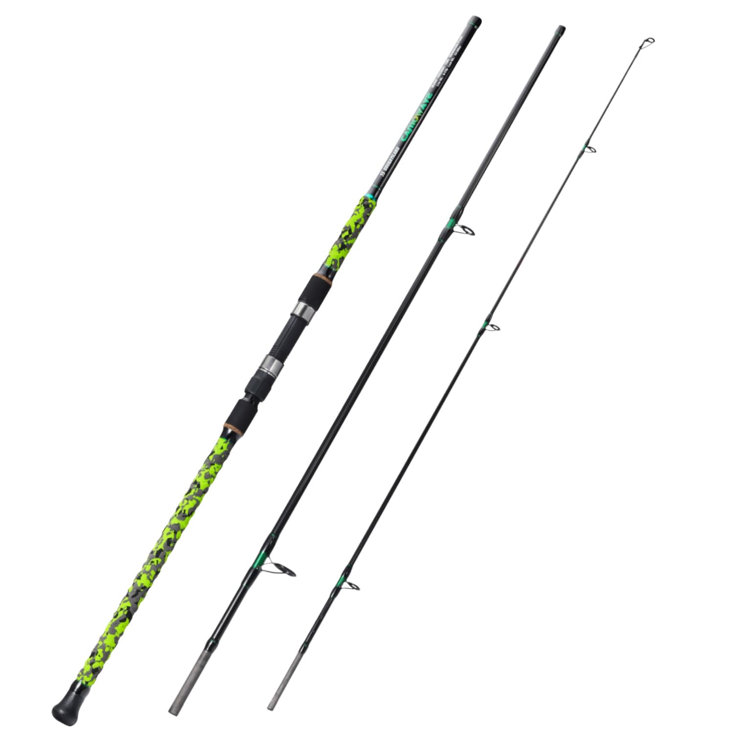 Sougayilang Spinning Fishing Rod,3-section Durable Carbon Rods with Stainless Steel Guides，EVA Handle, for Freshwater and Sea Fishing Suitable for catching big fish Carp Surf-30G
