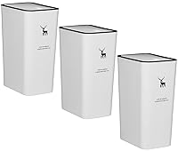 Vista 8 de Sooyee Paquete de 3 basureros de baño con tapa de 10 litros/2.6 galones, delgado con tapa desplegable, cesta de basura para baño, tocador