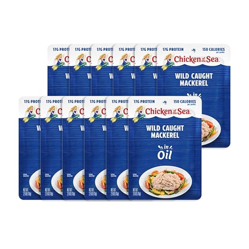 Chicken of the Sea Mackerel in Oil, 2.5 oz Packet (Box of 12), Wild Caught