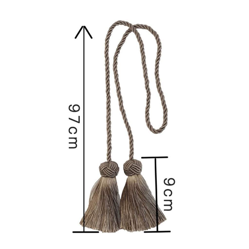 2 stücke Vorhang Raffhalter Seil Schnalle Quasten Fransen Vorhang Raffhalter für Vorhänge Halter Liefert,Kaffee