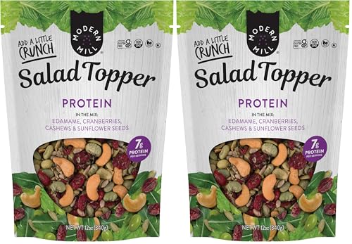 Image of Modern Mill Protein Packed Salad Topper By Gourmet Nut - Mixed Nuts (Roasted Cashews), Dried Cranberries & Edamame & Sunflower Seeds - Gluten Free, Low Sodium, Kosher, Plant Protein Snack, 12oz. Bag
