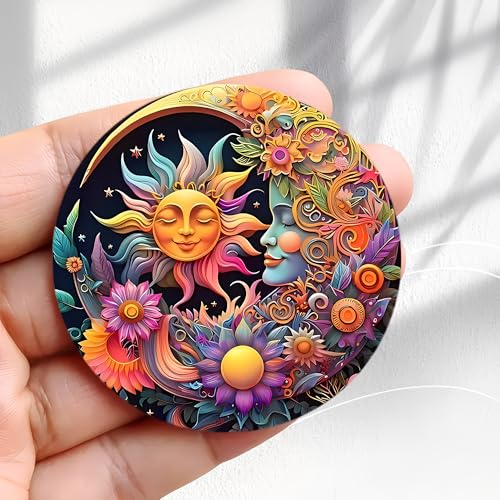 Imán Decorativo Vintage Sol y Luna Redondo 2.3 pulg