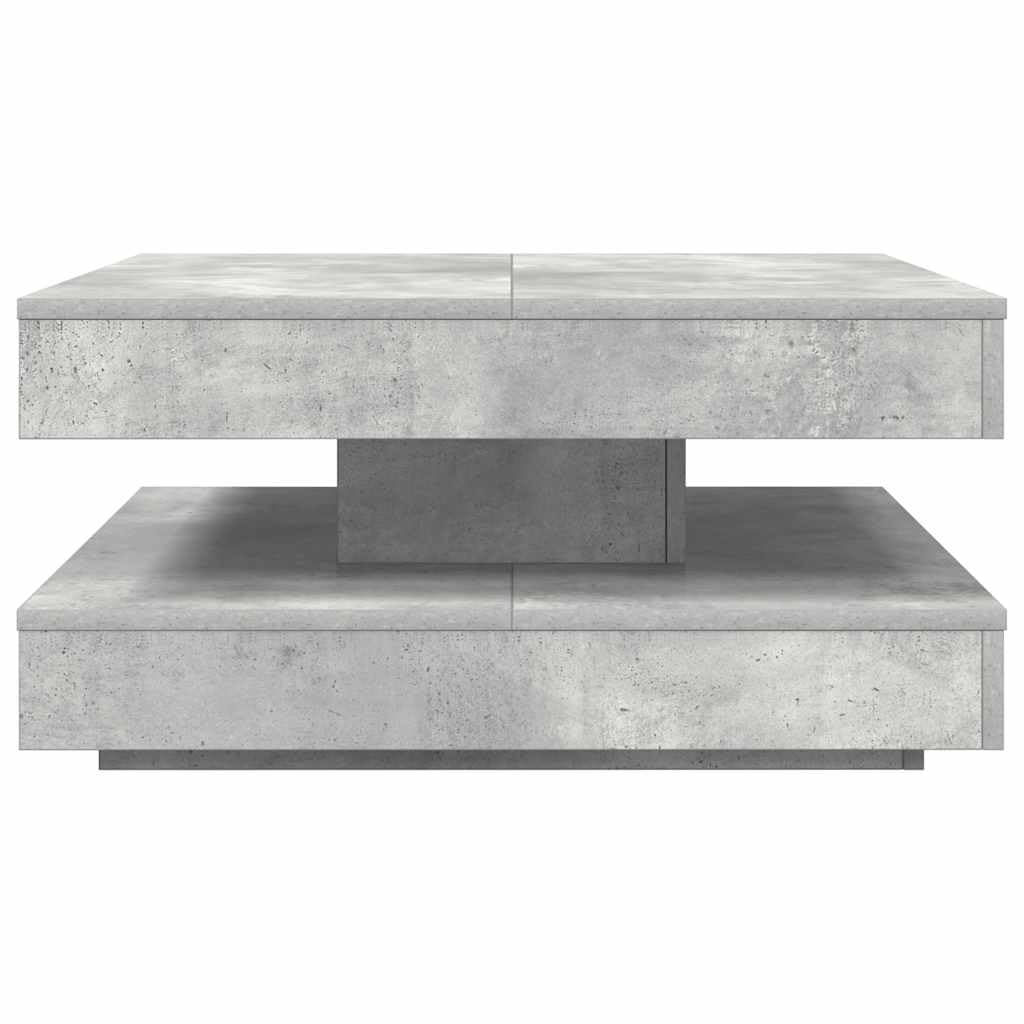 Couchtisch Betongrau Holzwerkstoff 70x70x34,5 cm 360 Grad drehbar mit Stauraum und Ablagefach moderner Wohnzimmertisch Beistelltisch praktisch vielseitig