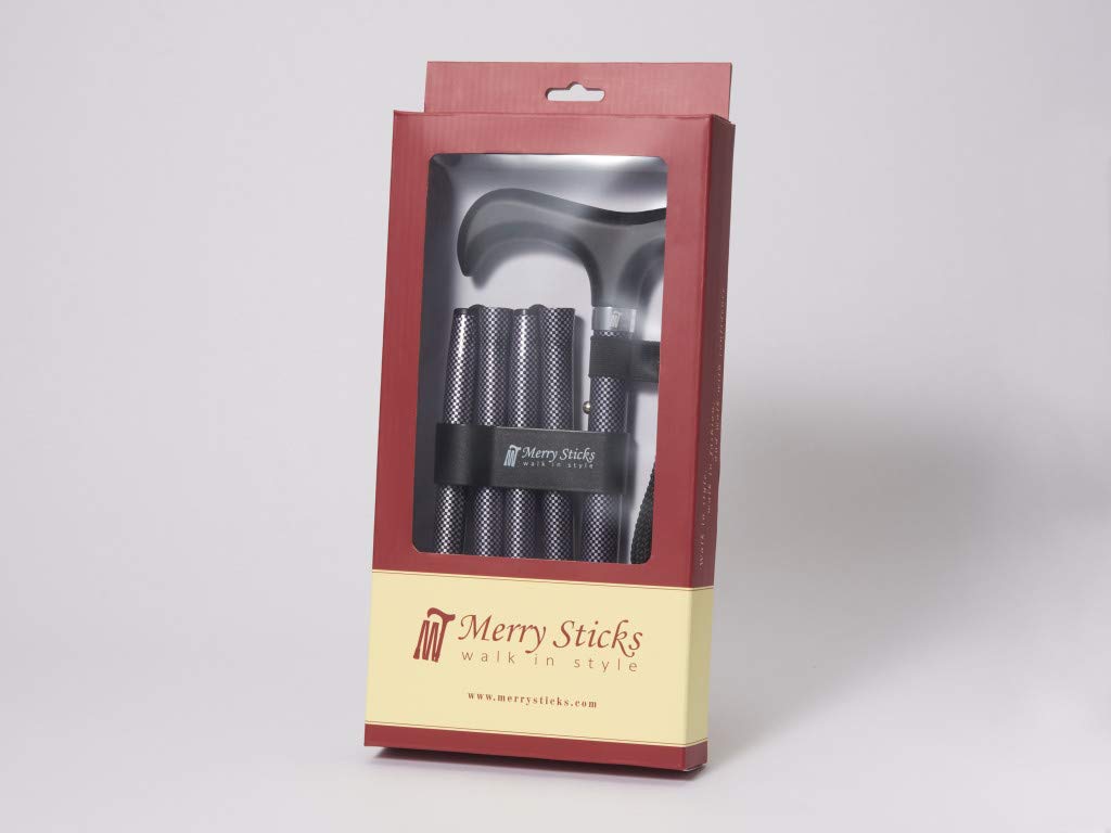 Merry Sticks Faltbarer Verstellbarer Designer Gehstock, Faltstock, Enthält eine praktische Stocktasche und EIN Intelligenter Reflektierender Stockhalter