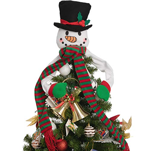JOYIN Christmas Tree Topper Snowman Hugger Plush Made Snowman Head Tree Hugger, Xmas Ornaments for Christmas Tree Decorations